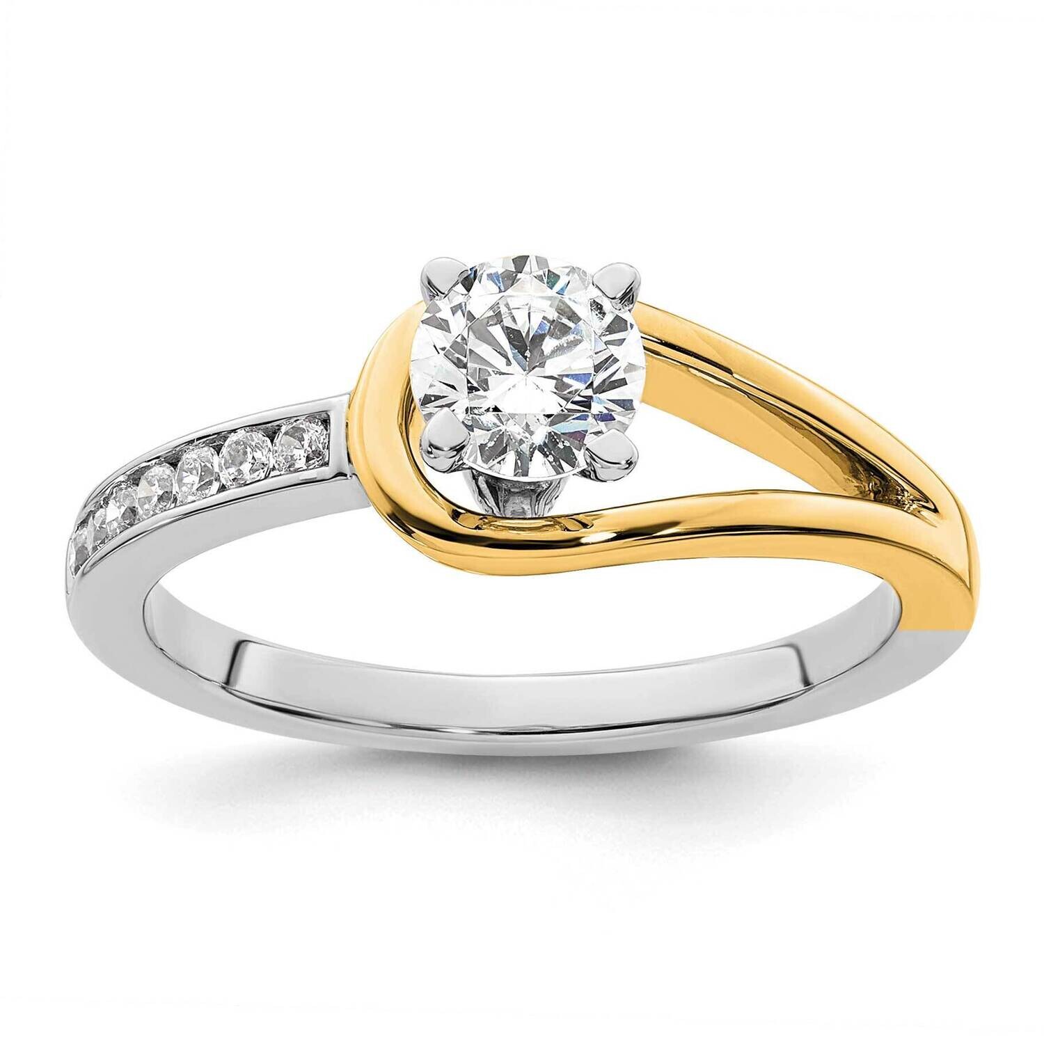 Peg Set 1/10 Carat Channel-Set Diamond Semi-Mount Engagement Ring 14k Two-Tone Gold RM2646E-011-YWA…