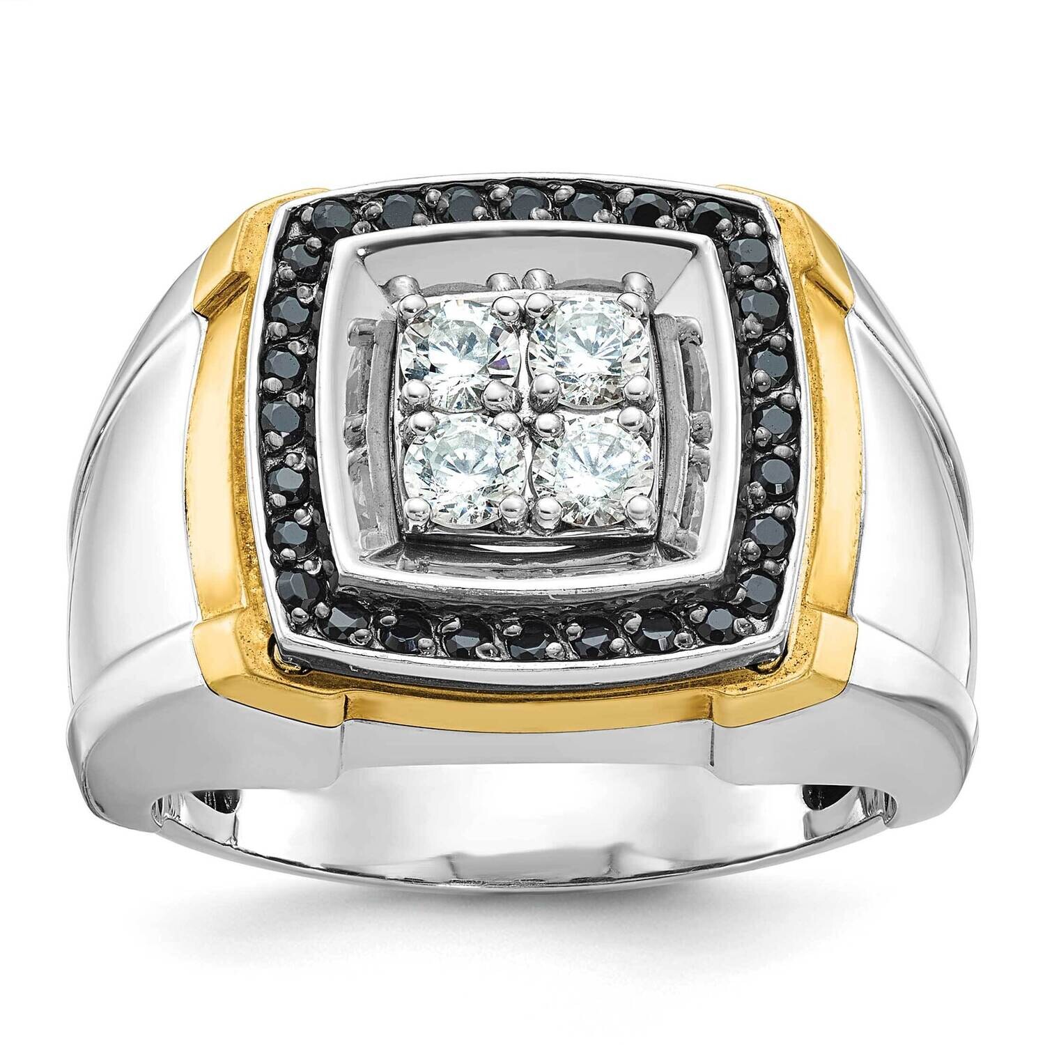 Ibgoodman Men&#39;s Polished Square Cluster Ring Mounting 10k Two-Tone Gold B59159-0WY by IBGoodman, MP…