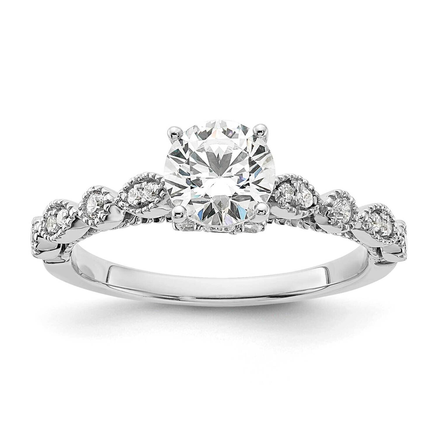 Vintage Holds 1 Carat 6.5mm Round Center 1/4 Carat Diamond Semi-Mount Engagement Ring 14k White Gol…