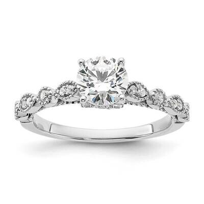 Vintage Holds 1 Carat 6.5mm Round Center 1/4 Carat Diamond Semi-Mount Engagement Ring 14k White Gol…