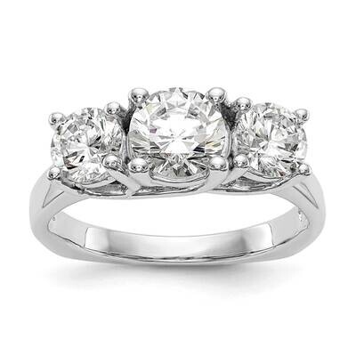 3-Stone Holds 1 Carat 6.5mm Round Center Includes 2-5.00mm Round Side Diamonds Semi-Mount Engagemen…