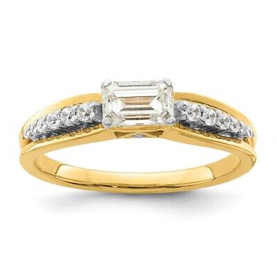 East West Holds 3/4 Carat 6.1X4.5mm Emerald-Cut Center 1/8 Carat Diamond Semi-Mount Engagement Ring…