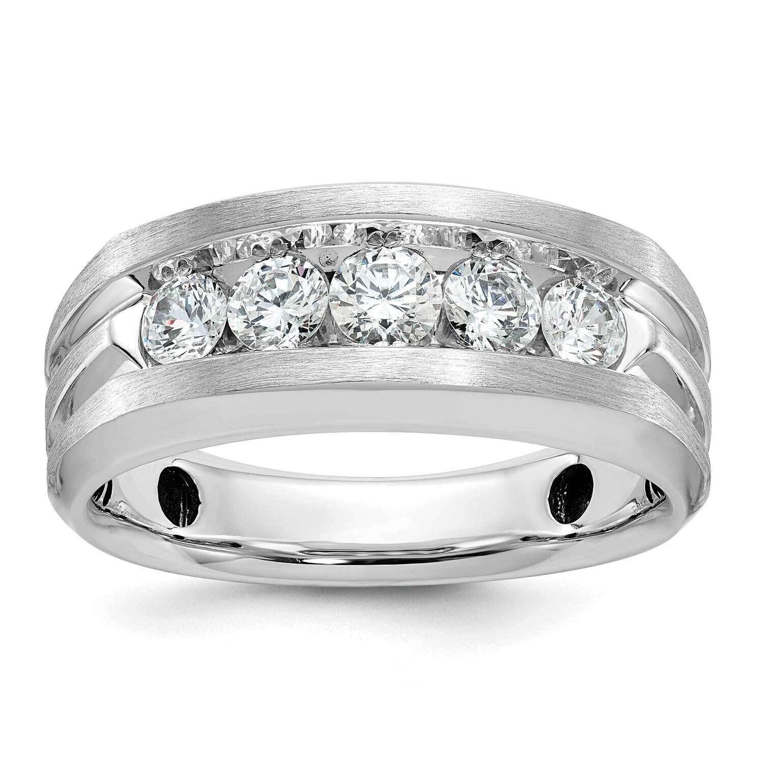 Ibgoodman Men&#39;s Polished Satin Grooved 5-Stone Ring Mounting 10k White Gold B58457-0W by IBGoodman,…