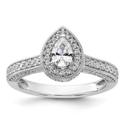 Halo Plus Holds 1/2 Carat 6X4mm Pear Center 1/2 Carat Diamond Semi-Mount Engagement Ring 14k White …