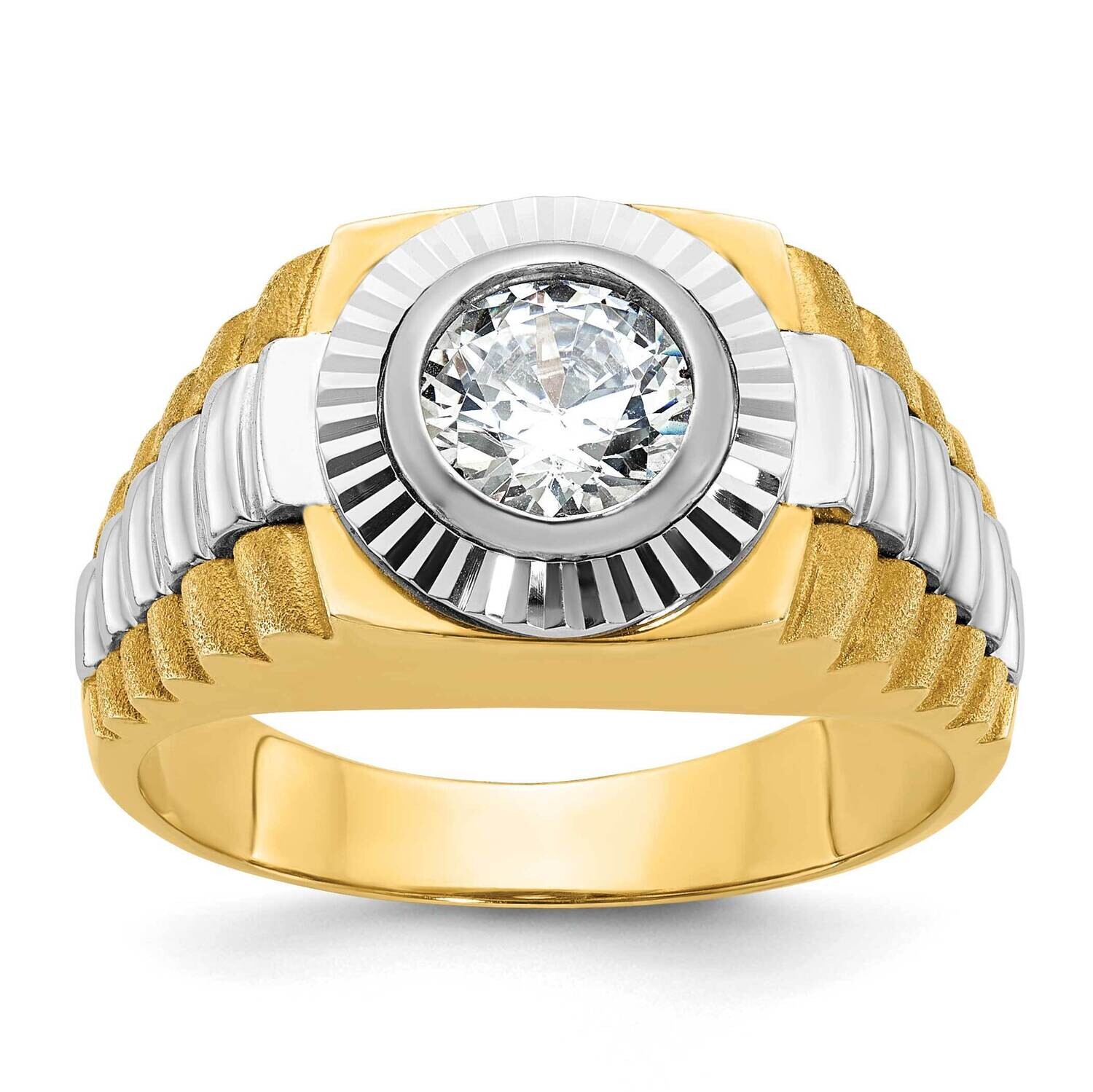 Ibgoodman Men&#39;s Polished Satin Textured Ring Mounting 10k Two-Tone Gold B56871-0YW by IBGoodman, MP…