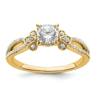 Split Shank Holds 1/2 Carat 5.2mm Round Center 1/6 Carat Diamond Semi-Mount Engagement Ring 14k Gol…