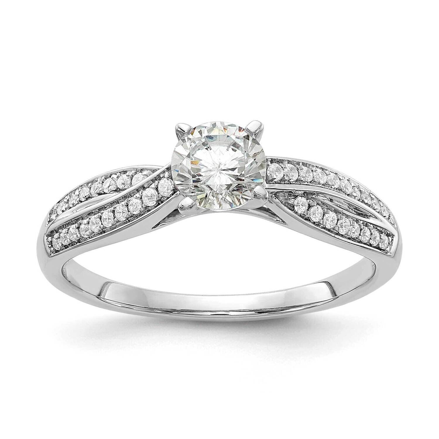 Criss-Cross Holds 1/2 Carat 5.2mm Round Center 1/8 Carat Diamond Semi-Mount Engagement Ring 14k Whi…