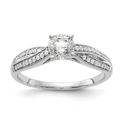 Criss-Cross Holds 1/2 Carat 5.2mm Round Center 1/8 Carat Diamond Semi-Mount Engagement Ring 14k Whi…
