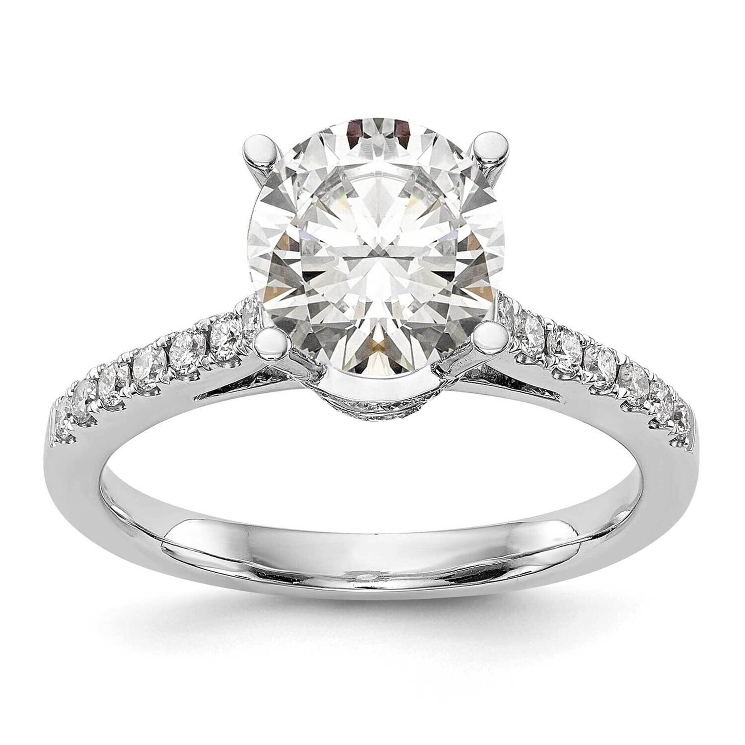 Holds 1.25 Carat 7.00mm Round Center 3/8 Carat Diamond Semi-Mount Engagement Ring 14k White Gold RM…