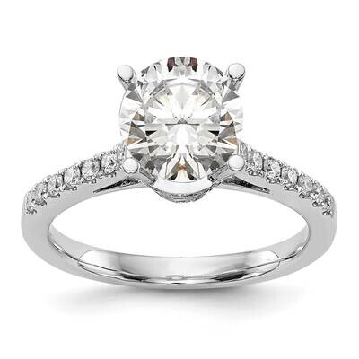 Holds 1.25 Carat 7.00mm Round Center 3/8 Carat Diamond Semi-Mount Engagement Ring 14k White Gold RM…