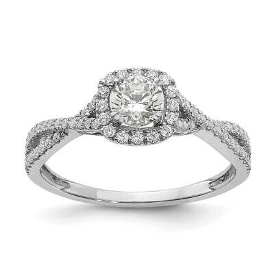 Halo Plus Holds 1/2 Carat 5.2mm Round Center 1/3 Carat Diamond Semi-Mount Engagement Ring 14k White…