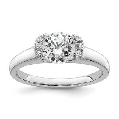 Holds 1 Carat 6.40 mm Round Half-Bezel 1/20 Carat Diamond Semi-Mount Engagement Ring 14k White Gold…