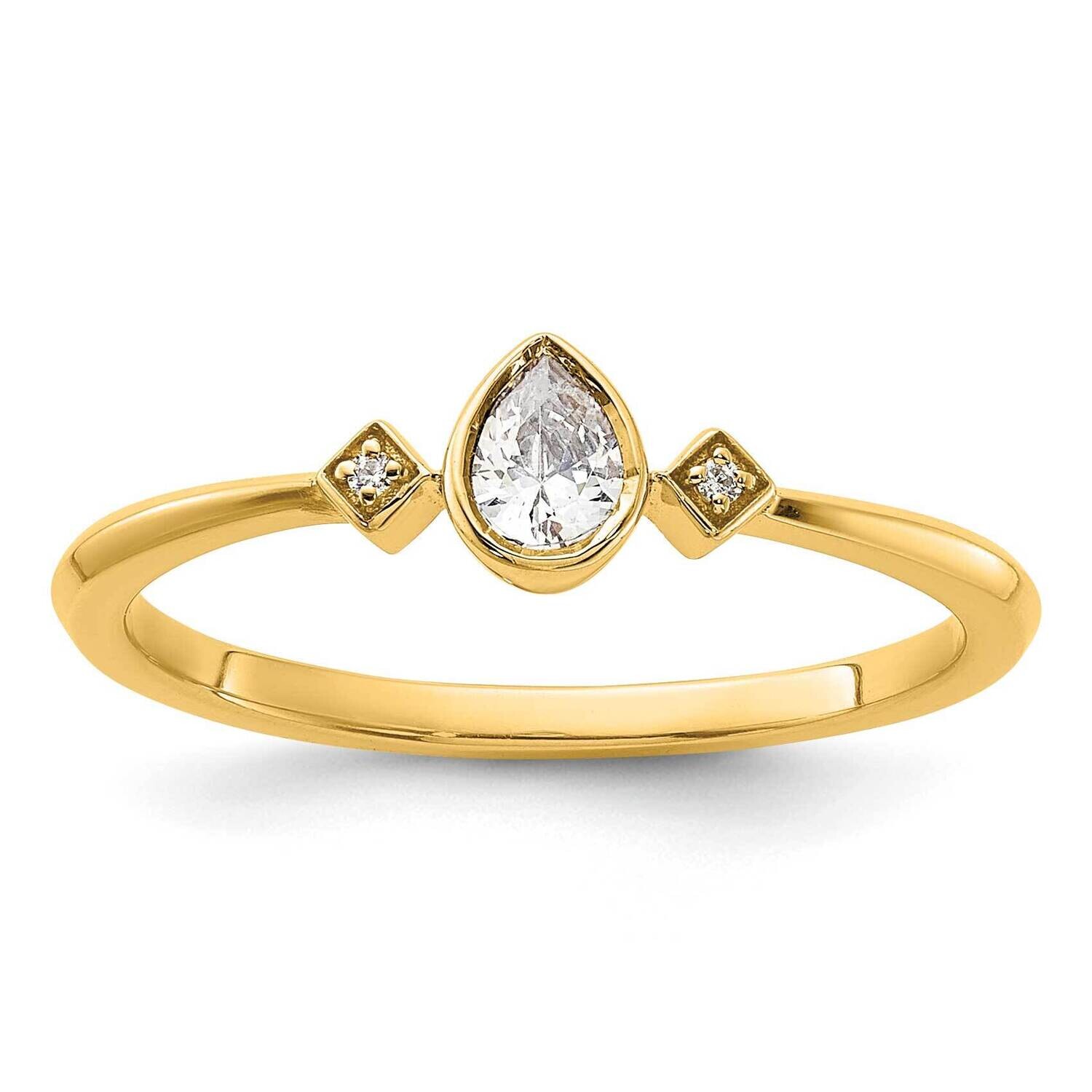 Petite 3-Stone 1/15 Carat Pear Diamond Complete Promise/Engagement Ring 14k Gold RM7234E-011-YAA, M…