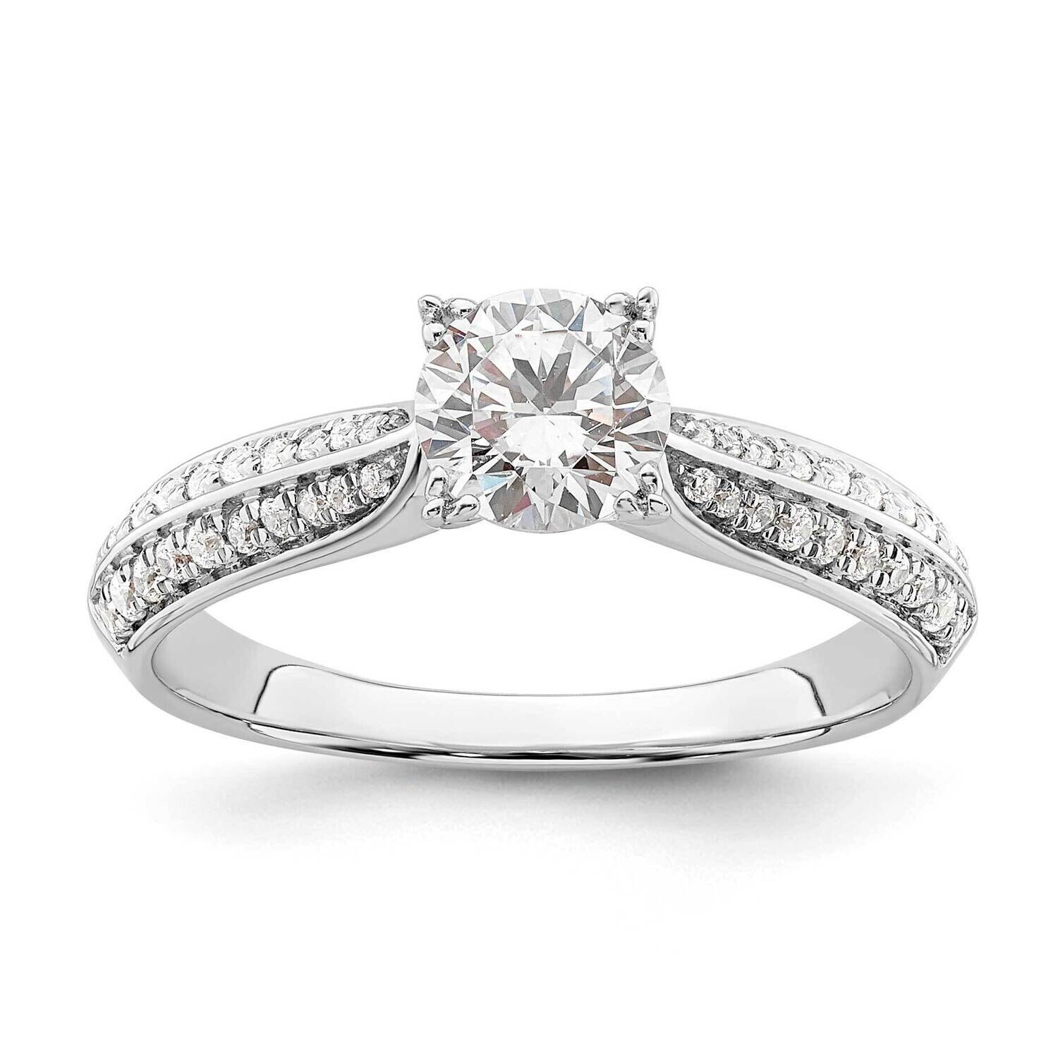Holds 3/4 Carat 5.8mm Round Center 1/5 Carat Diamond Semi-Mount Engagement Ring 14k White Gold RM78…