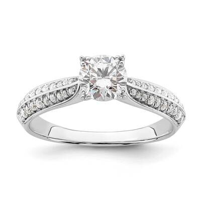Holds 3/4 Carat 5.8mm Round Center 1/5 Carat Diamond Semi-Mount Engagement Ring 14k White Gold RM78…