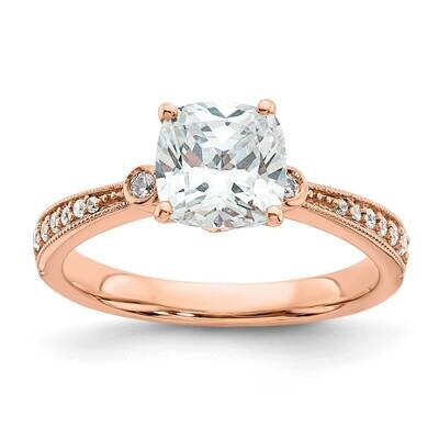 Holds 1.5 Carat 7.00mm Cushion Center 1/8 Carat Diamond Semi-Mount Engagement Ring 14k Rose Gold RM…