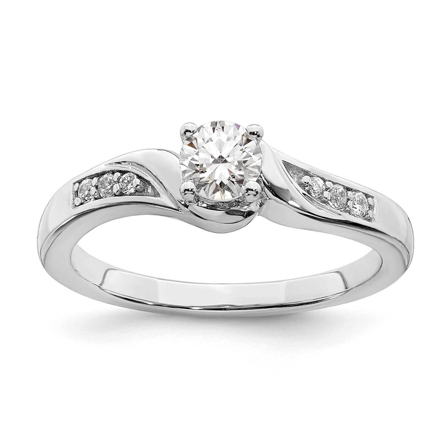 By-Pass Holds 1/3 Carat 4.5mm Round Center 1/20 Carat Diamond Semi-Mount Engagement Ring 14k White Gold RM6433E-033-WAA