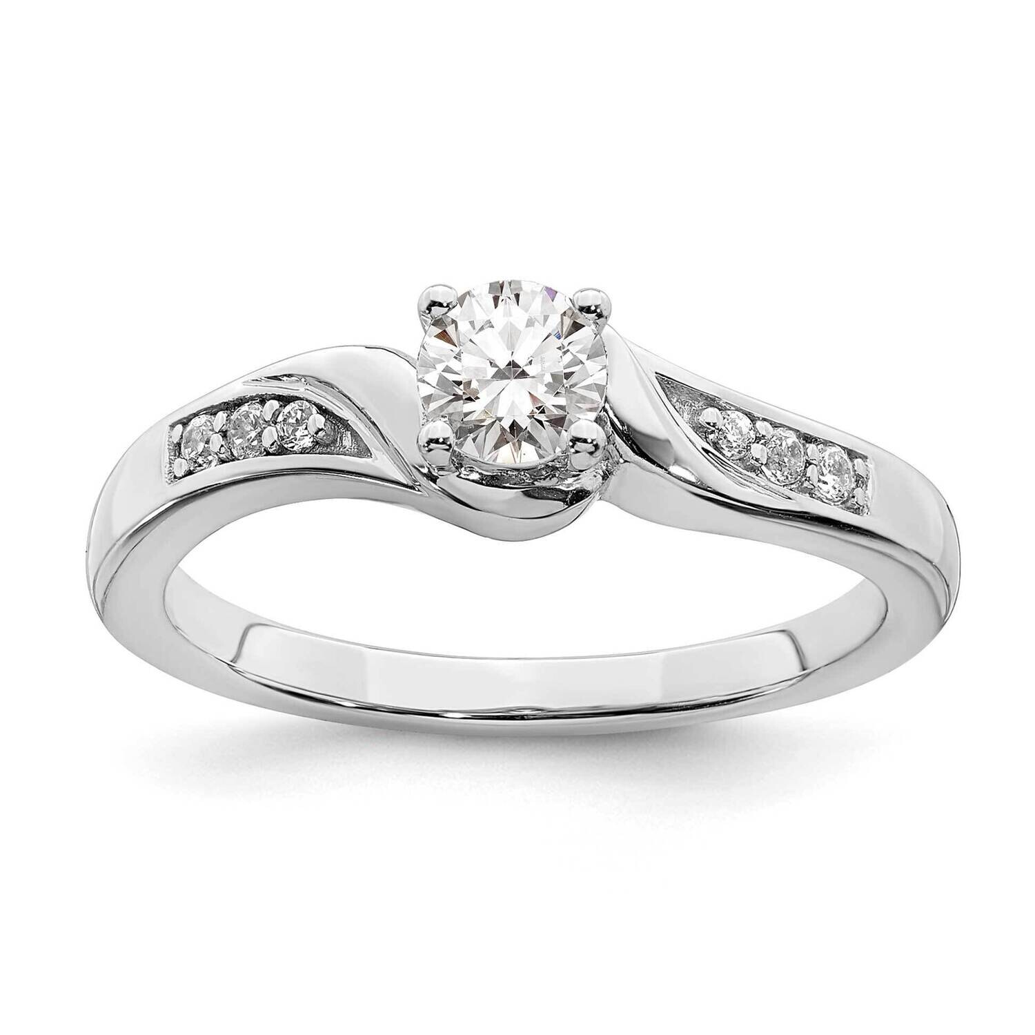 By-Pass Holds 1/3 Carat 4.5mm Round Center 1/20 Carat Diamond Semi-Mount Engagement Ring 14k White …