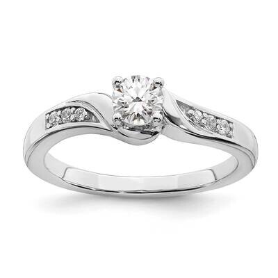 By-Pass Holds 1/3 Carat 4.5mm Round Center 1/20 Carat Diamond Semi-Mount Engagement Ring 14k White …