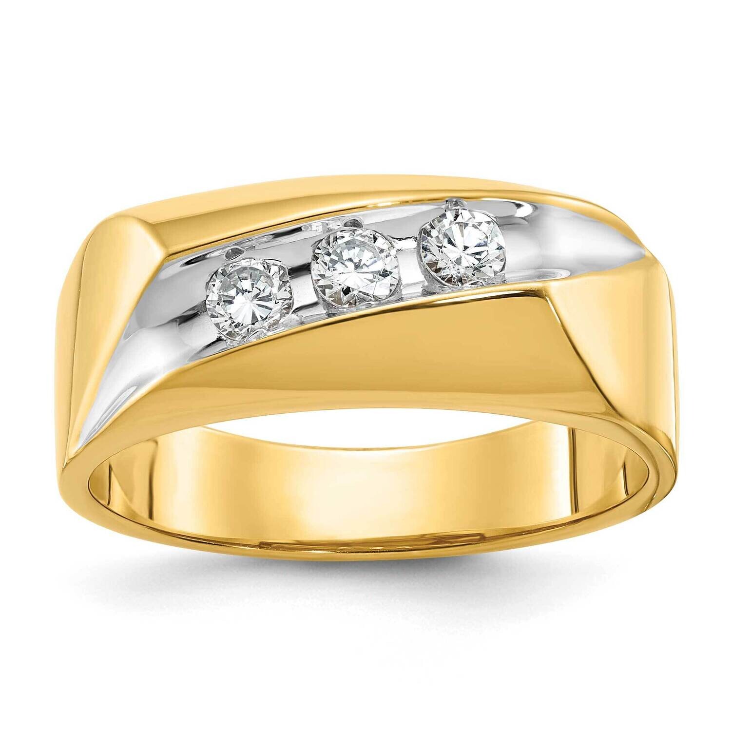 Ibgoodman Men&#39;s Polished Grooved 3-Stone Ring Mounting 14k Gold B56894-4Y by IBGoodman, MPN: B56894…