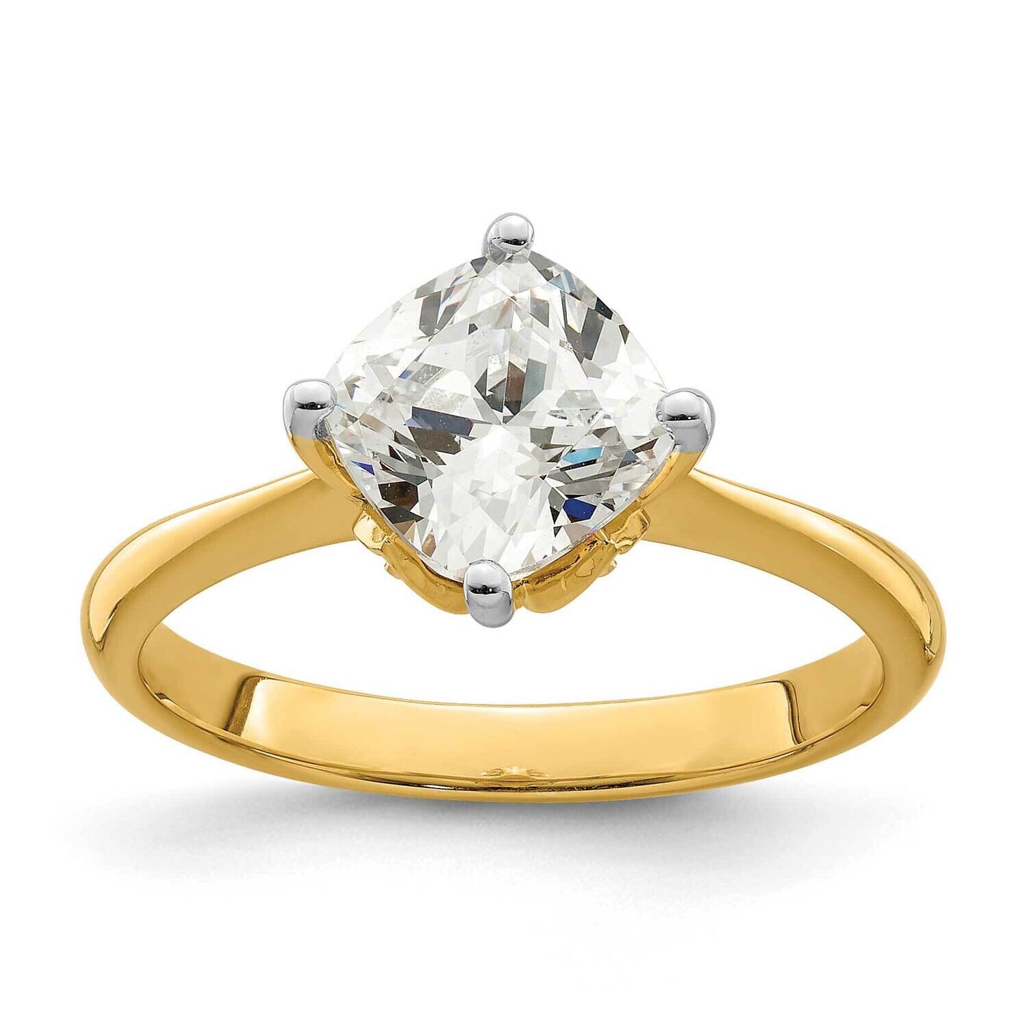 Holds 2 Carat 7.60 mm Cushion-Cut 4-Prong 1/15 Carat Diamond Leaf Design Semi-Mount Engagement Ring…