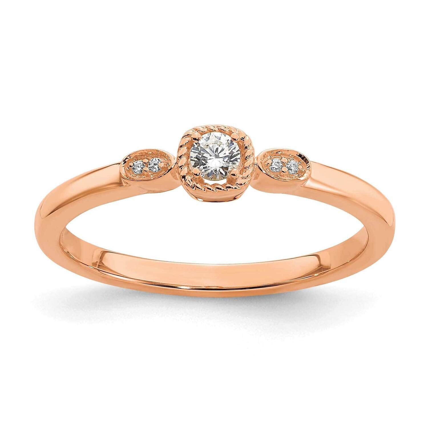 Rope Edge Petite 1/15 Carat Round Diamond Complete Promise/Engagement Ring 14k Rose Gold RM7787E-010-RAA