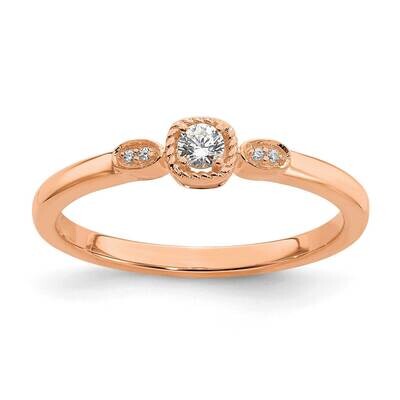 Rope Edge Petite 1/15 Carat Round Diamond Complete Promise/Engagement Ring 14k Rose Gold RM7787E-01…