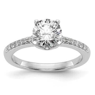 Holds 1 Carat 6.50mm Round Center 1/8 Carat Diamond Semi-Mount Engagement Ring 14k White Gold RM260…