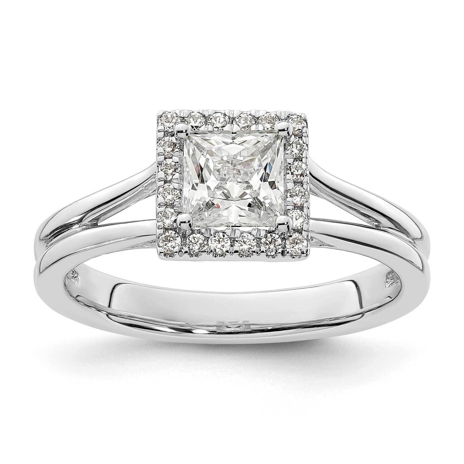 Halo Holds 3/4 Carat 4.9mm Princess Center 1/8 Carat Diamond Semi-Mount Split Shank Engagement Ring…