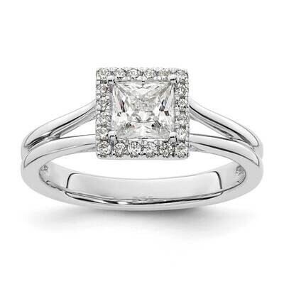 Halo Holds 3/4 Carat 4.9mm Princess Center 1/8 Carat Diamond Semi-Mount Split Shank Engagement Ring…