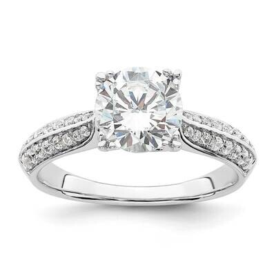 Holds 1.5 Carat 7.5mm Round Center 1/4 Carat Diamond Semi-Mount Engagement Ring 14k White Gold RM78…