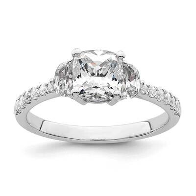 3 Stone Half Moon/Cushion Semi-Mount Including 2-Half Moon Side Stones Diamond Ring 14k White Gold …