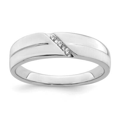 3-Stone Satin Polished 1/20 Carat Diamond Complete Men&#39;s Band 14k White Gold RM8885B-006-WAA, MPN: …