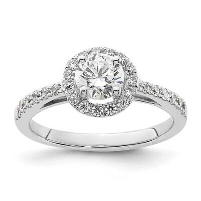 Halo Plus Holds 1/2 Carat 5.2mm Round Center 1/3 Carat Diamond Semi-Mount Engagement Ring 14k White…