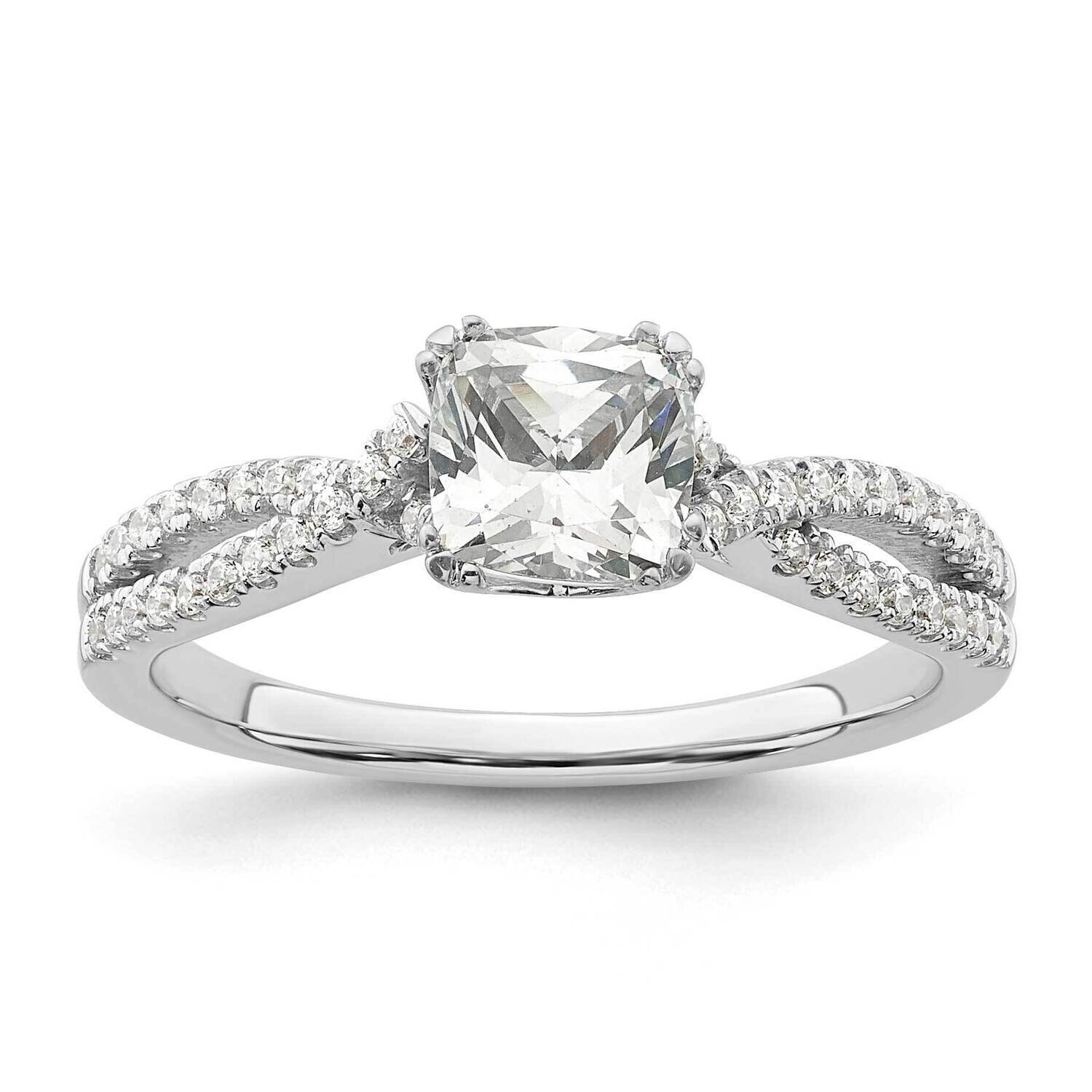 Criss-Cross Holds 3/4 Carat 5.4mm Cushion Center 1/5 Carat Diamond Semi-Mount Engagement Ring 14k W…
