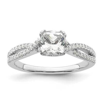 Criss-Cross Holds 3/4 Carat 5.4mm Cushion Center 1/5 Carat Diamond Semi-Mount Engagement Ring 14k W…