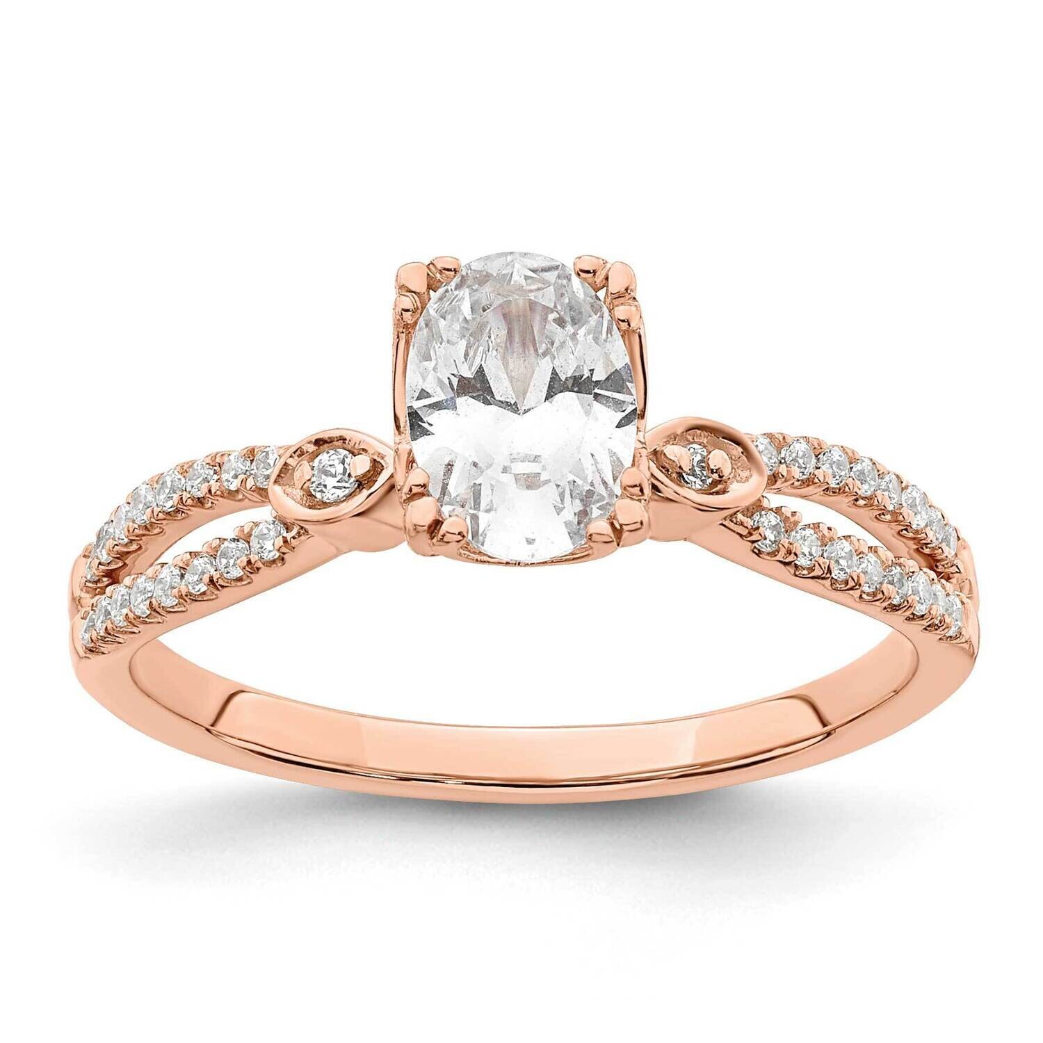 Split Shank Holds 3/4 Carat 7.1X5.4mm Oval Center 1/8 Carat Diamond Semi-Mount Engagement Ring 14k …