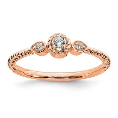 Roped BPetite 3-Stone 1/15 Carat Round Diamond Complete Promise/Engagement Ring 14k Rose Gold RM779…