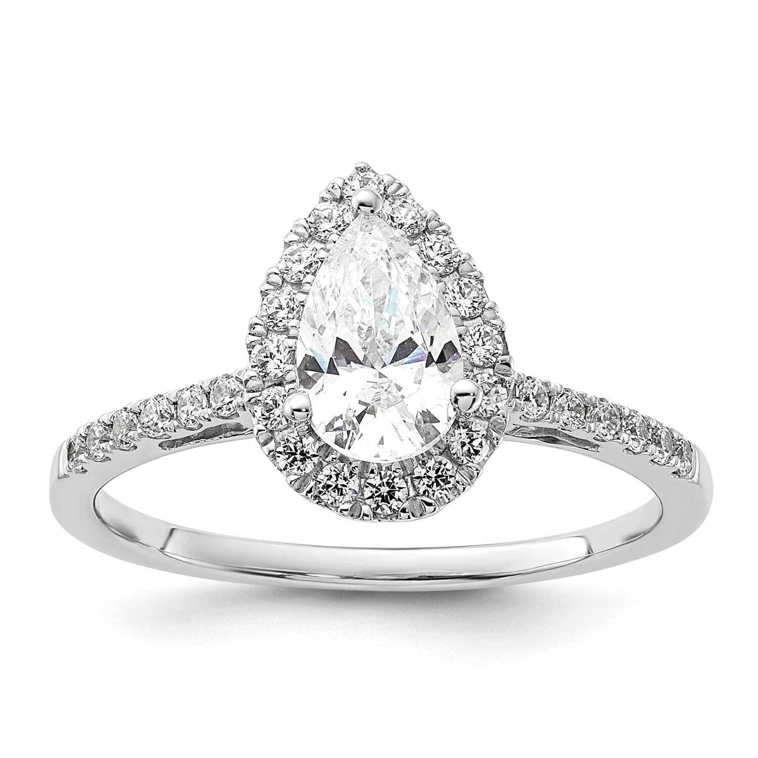 Halo Holds 1 Carat 8X5mm Pear Center 1/3 Carat Diamond Semi-Mount Engagement Ring 14k White Gold RM…
