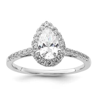 Halo Holds 1 Carat 8X5mm Pear Center 1/3 Carat Diamond Semi-Mount Engagement Ring 14k White Gold RM…