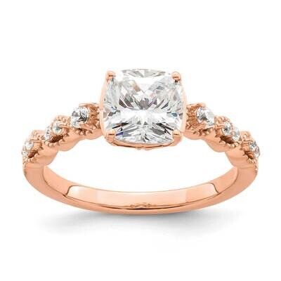 Holds 1.5 Carat 7.00mm Cushion Center 1/6 Carat Diamond Semi-Mount Engagement Ring 14k Rose Gold RM…