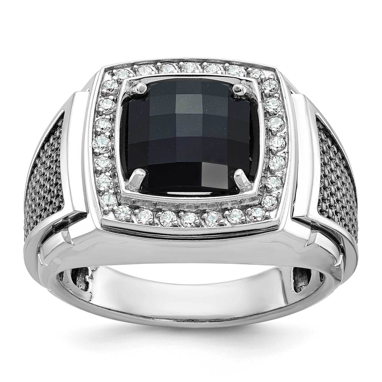 Ibgoodman Men&#39;s Black Rhodium Onyx Diamond Complete Ring 10k White Gold B52070-0WOX/A by IBGoodman,…