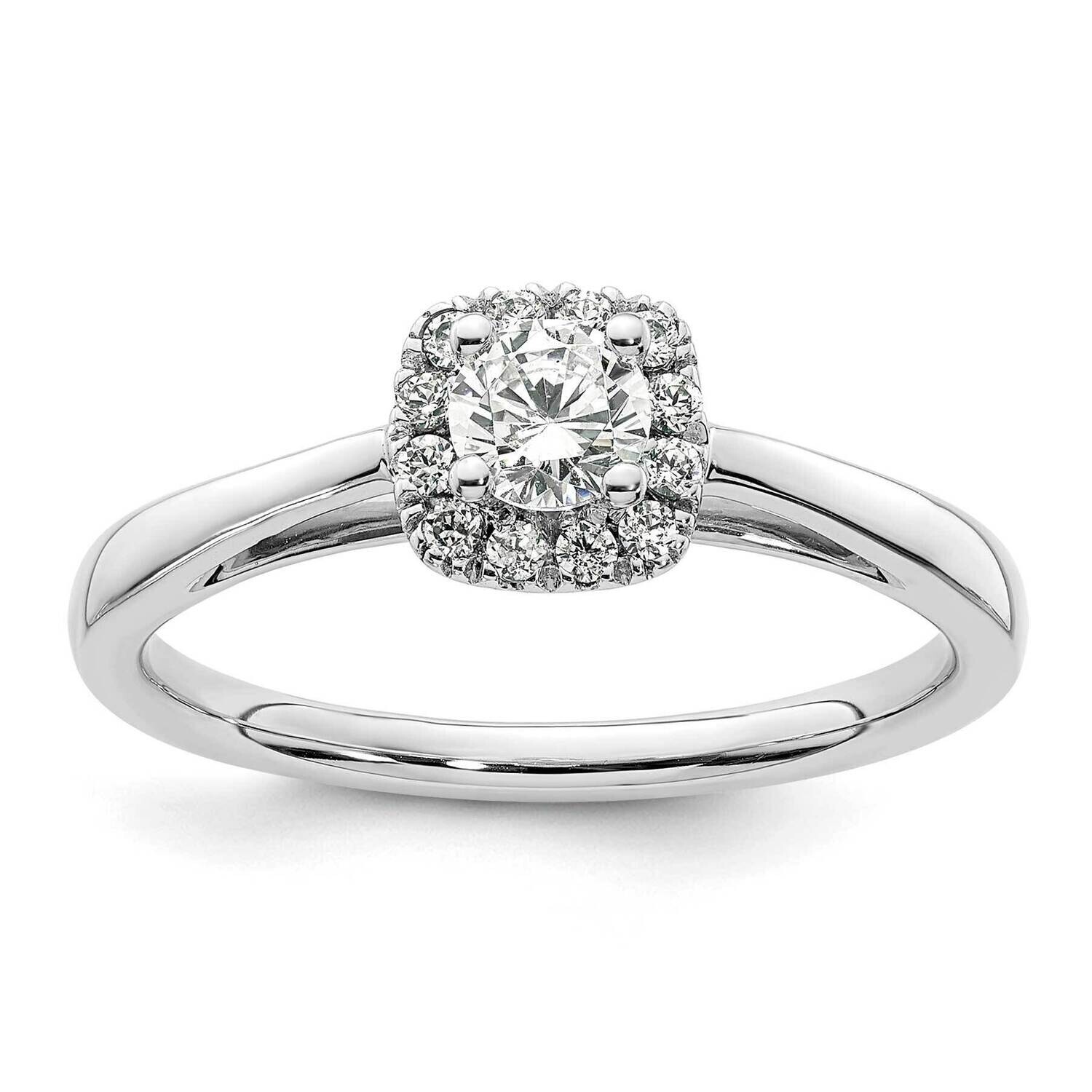 Halo Holds 1/4 Carat 4.1mm Round Center 1/8 Carat Diamond Semi-Mount Engagement Ring 14k White Gold…
