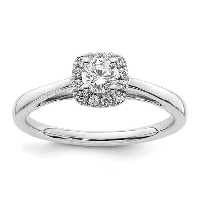 Halo Holds 1/4 Carat 4.1mm Round Center 1/8 Carat Diamond Semi-Mount Engagement Ring 14k White Gold…
