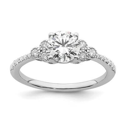 Holds 1 Carat 6.5mm Round Center 1/5 Carat Diamond Semi-Mount Engagement Ring 14k White Gold RM7815…