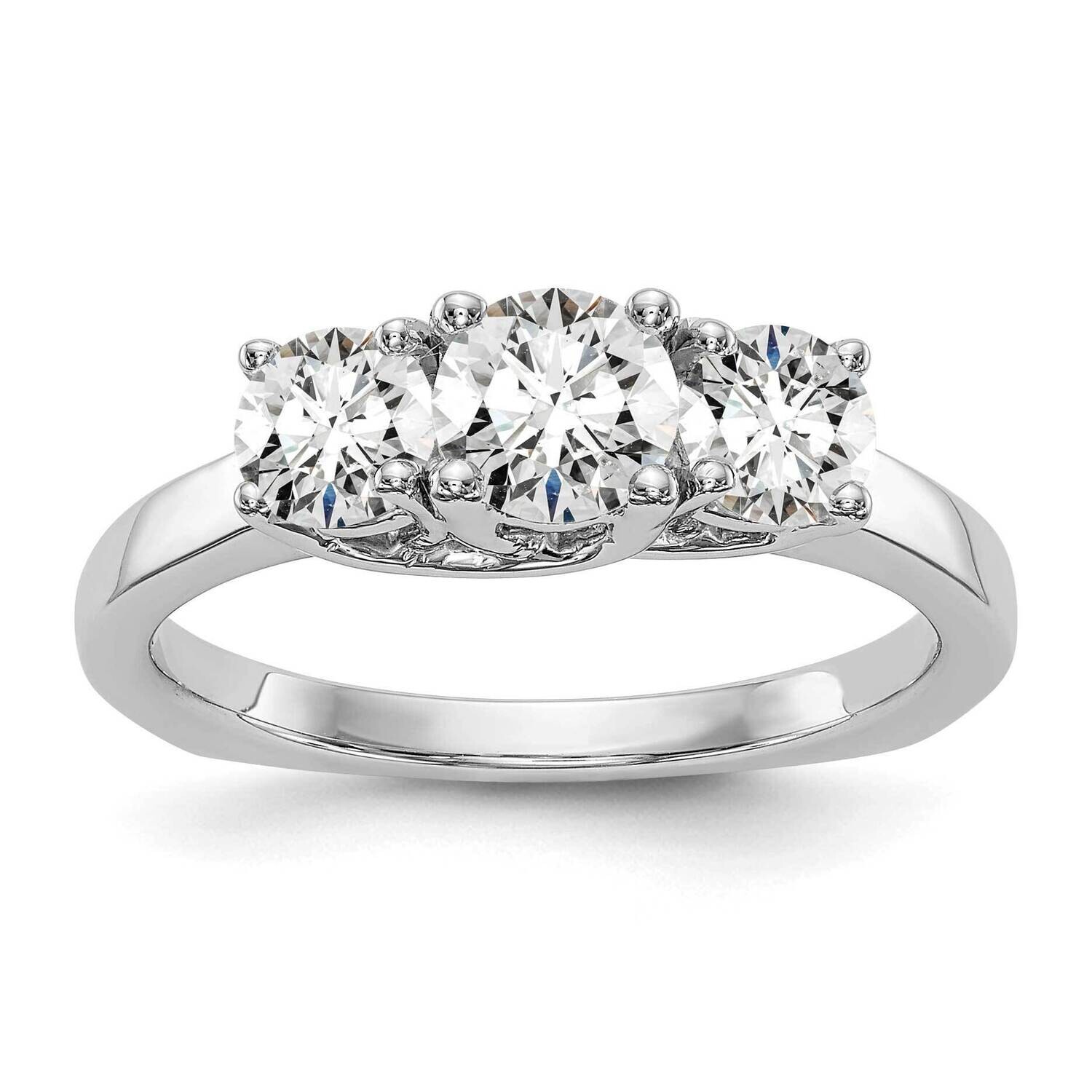3-Stone Holds 1/2 Carat 5.2mm Round Center Includes 2-4.5mm Round Side Diamonds Semi-Mount Engageme…