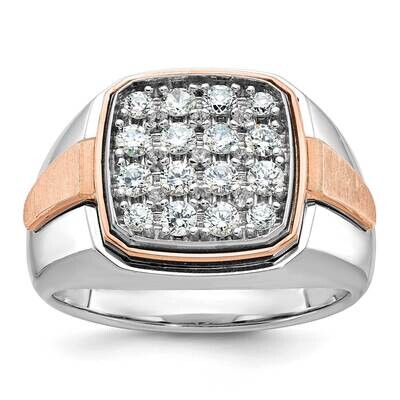 White/Rose Ibgoodman Men&#39;s Satin Diamond Ring Mounting 14k Two-Tone Gold B59210-4WR by IBGoodman, M…