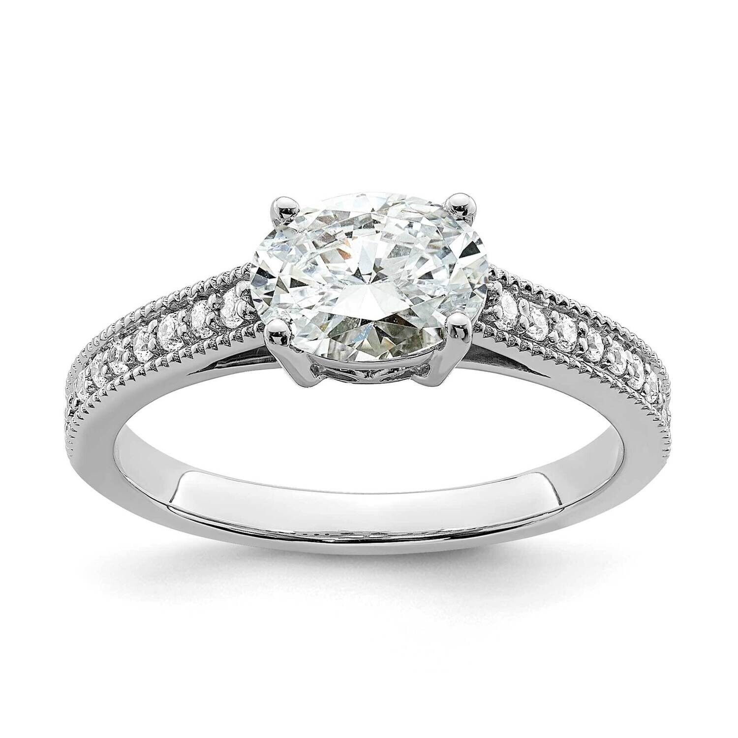 East West Holds 3/4 Carat 7.1X5.4mm Oval Center 1/8 Carat Diamond Semi-Mount Engagement Ring 14k Wh…
