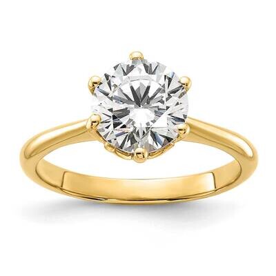 Holds 2 Carat 8.20 mm Round 4-Prong 1/20 Carat Diamond Leaf Design Semi-Mount Engagement Ring 14k G…