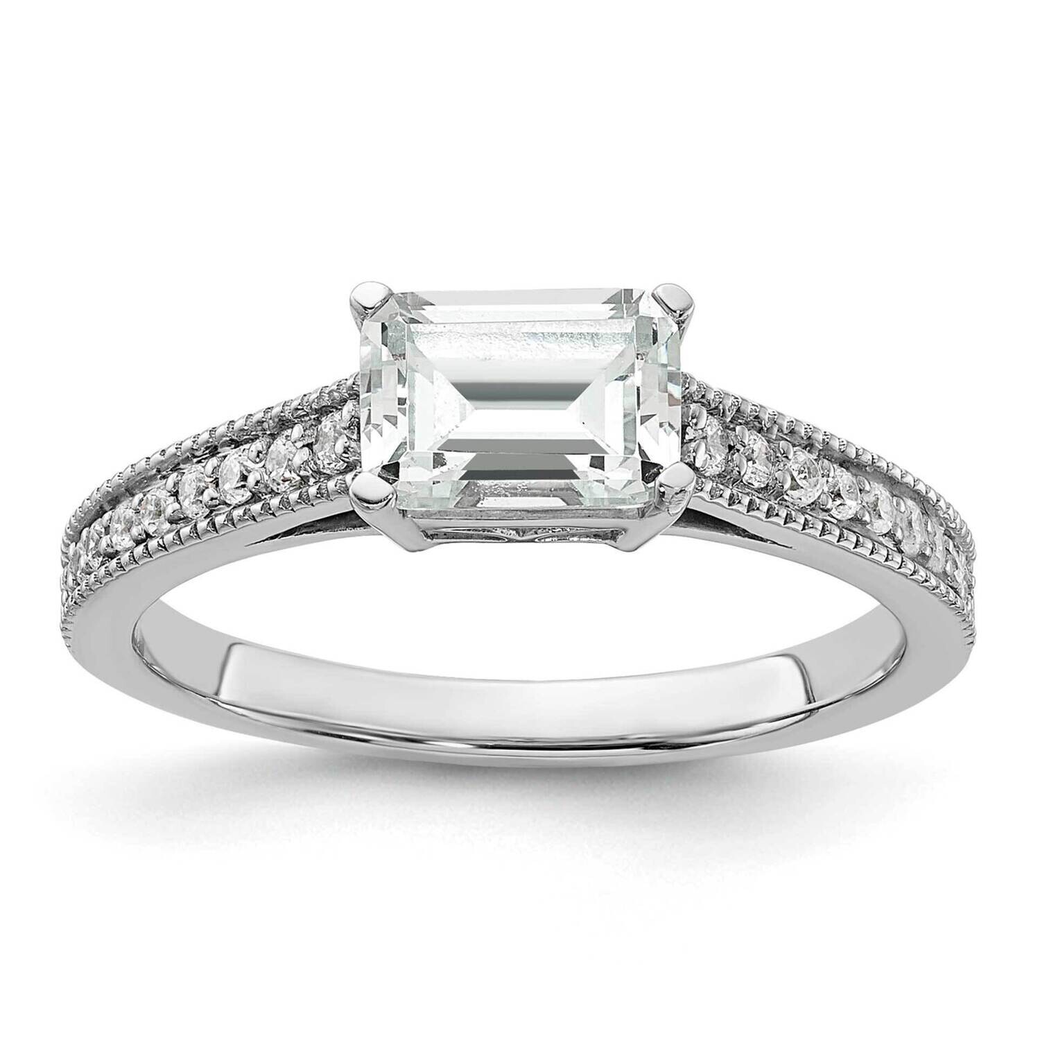 East West Holds 1 Carat 6.9X5.2mm Emerald-Cut Center 1/6 Carat Diamond Semi-Mount Engagement Ring 1…